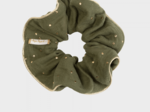 Large Piping Scrunchie gaze pois or kaki