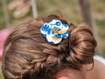 Flower petal hair slide small  passion bleue