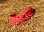 Large Crossed Headband coral red gingham