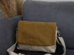 Square flap of saddle bag  brown large corduroy