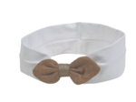 Jersey knit baby headband gaze pailletée camel
