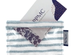 Badge Holder striped blue gray glitter