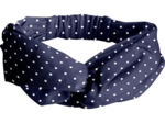 crossed headband navy blue spots