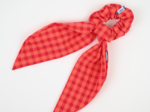 Short tail scrunchie coral red gingham
