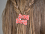 Small bows hair clips neon orange gingham