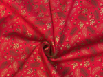 1 m fabric coupon ex2557 christmas mini holly foliage red gold