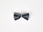 Ribbon bow hair slide striped silver dark blue