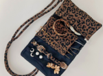 Jewelry pouch mocha quilted leopard