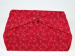 Furoshiki tall 73 x 73 ex2557 christmas mini holly foliage red gold