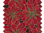 Cotton fabric gold poinsettia ex1106