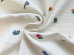 Cotton Fabric ex2518 double gauze embroidered mini flowers