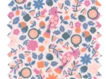Coated fabric ex2308 hoopoe with pink flowers