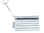 Keyring  wallet striped blue gray glitter