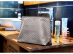Cosmetic bag with flap light grey spots