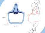 Pleated tote bag - Medium size tartan fleuri
