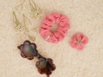 Mini Flower petal hair slide gaze pois or rose sorbet