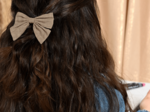 Bow tie hair slide copper linen