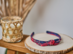 bow headband tartan rouge
