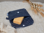 Soap Pouch striped silver dark blue