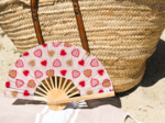 Hand-held fan petits coeurs