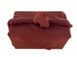 Furoshiki tall 73 x 73 lurex terracotta gauze