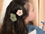 Mini Flower petal hair slide gaze pois or rose