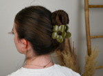 Large Flower Hair Clip lacquered khaki