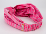 crossed headband neon pink gingham