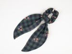 Short tail scrunchie tartan fleuri