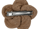 Flower petal hair slide small  gaze pailletée camel