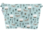 Cosmetic bag with flap bleu western