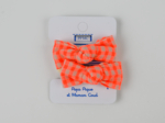 Small Elastics bows neon orange gingham