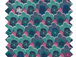 Cotton fabric fuchsia green geometrical flowers ex1072