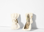 Small bows hair clips gaze pois or écru