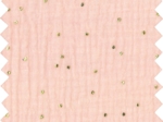 Cotton Fabric gaze pois or rose