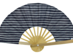 Hand-held fan striped silver dark blue