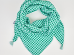 Pom pom scarf green mint gingham