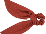 Short tail scrunchie lurex terracotta gauze