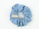 Small scrunchie gaze pois or bleu baltique