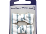 Small bows hair clips striped blue gray glitter