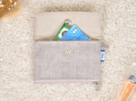 Zipper pouch card purse silver linen