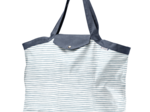 Tote bag with a zip striped blue gray glitter