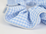 Large Piping Scrunchie sky blue gingham