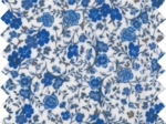 Coated fabric blue and cream flowers