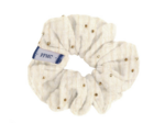 Small scrunchie gaze pois or écru
