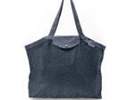 Pleated tote bag - Medium size silver straw jeans