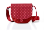 Flap of small shoulder bag red spots