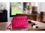 Pleated clutch bag fuchsia gold star