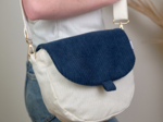 Flap of small shoulder bag large navy orduroy 