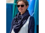 Pom pom scarf navy blue spots
